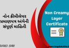 નોન ક્રીમીલેયર પ્રમાણપત્ર અંગેની સંપૂર્ણ માહિતી